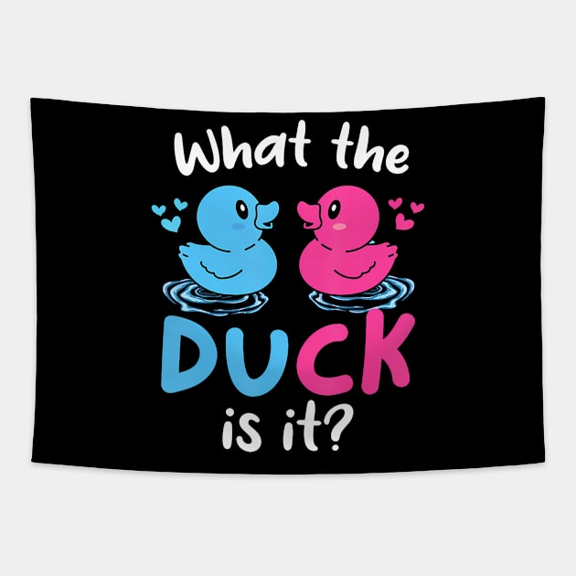 What the ducks is it Baby Gender reveal party baby shower Tapestry by Eduardo