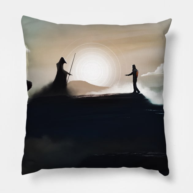 Encounter Pillow by JoshWhiteArt