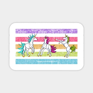 Rainbow Unicorn Trio v2 — Dancing Uniquorns Illustration series Magnet