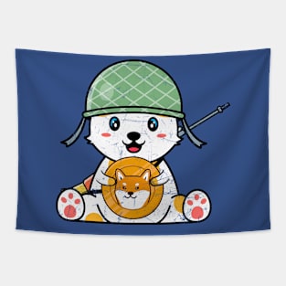 Shiba Inu Soldier Tapestry