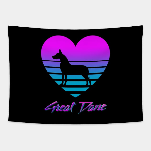 Great Dane Love Cyberpunk Vaporwave Dog Puppy Gift Tapestry by TheVintageChaosCo.