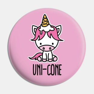 Funny Unicorn pun puns cute Uni-cone ice cream Kawaii Pin