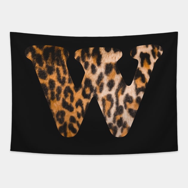 Letter W leopard print Tapestry by ColorsHappiness