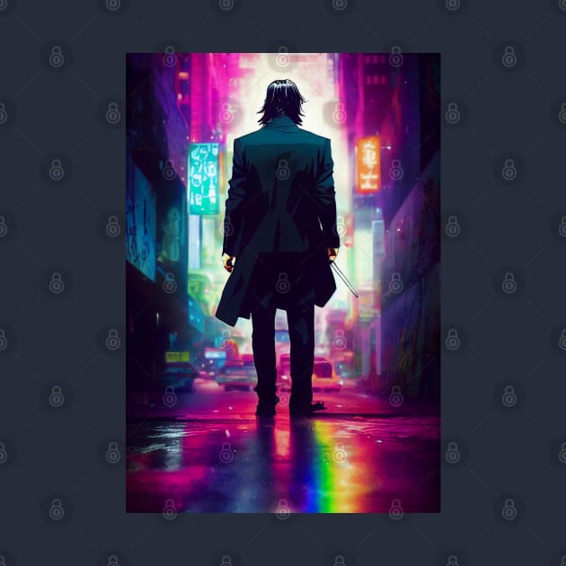 John wick in a neon city by AO01