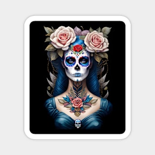 Sugar Skull Art - Colorful Dia de los Muertos Magnet