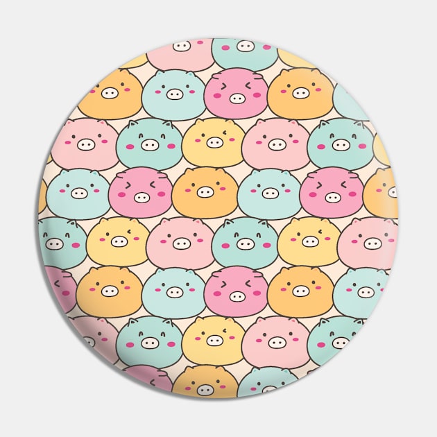 Lovely Pig Pattern Pin by aquariart