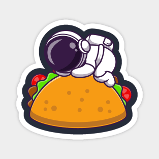 Astronaut Sleeping On Taco Food Cartoon Magnet