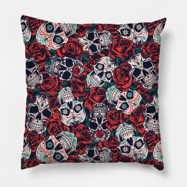 Sugar Skull Pattern Pillow by aquariart