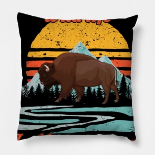 Bison Yellowstone National Park Adventure Wild Life Pillow