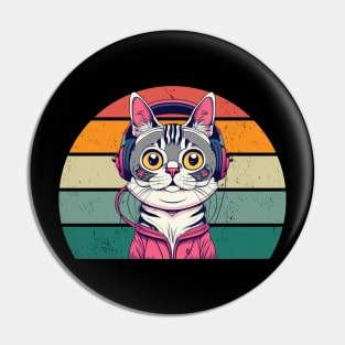 Cute cat wearing headphones Pin