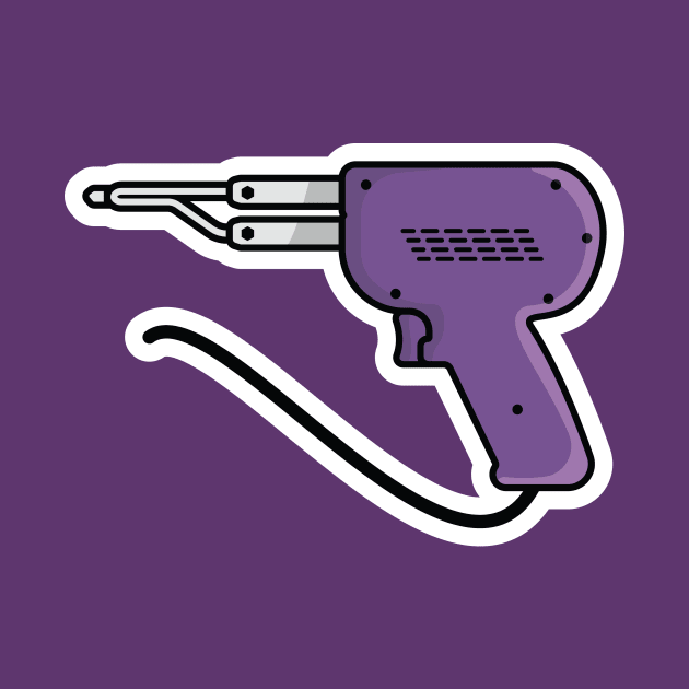 Electric Soldering Gun Tool Sticker vector illustration. Repairing hand tool object icon concept. Weller dual heat professional soldering gun sticker vector design. by AlviStudio