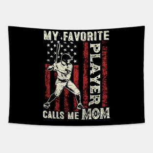 My Favorite Player Calls Me Mom US Flag Baseball Mom Gifts Mothers Day Tapestry