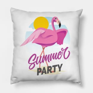 Summer sun pink flamingo Pillow