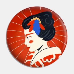 Geisha with umbrella Pin