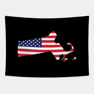 Massachusetts State Shape Flag Background Tapestry