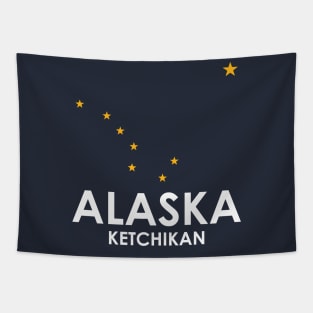 Ketchikan Alaska for Alaskan Cruise with Flag Stars Tapestry