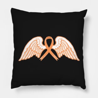 Orange Awareness Ribbon with Angel Wings 2 Pillow