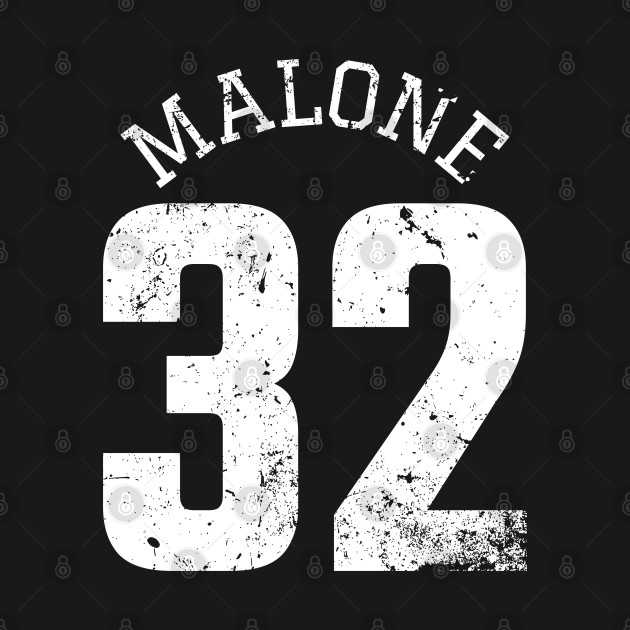 Karl Malone 32 Black and White Distressed Jersey Number BASKETBALL-3 by itsMePopoi