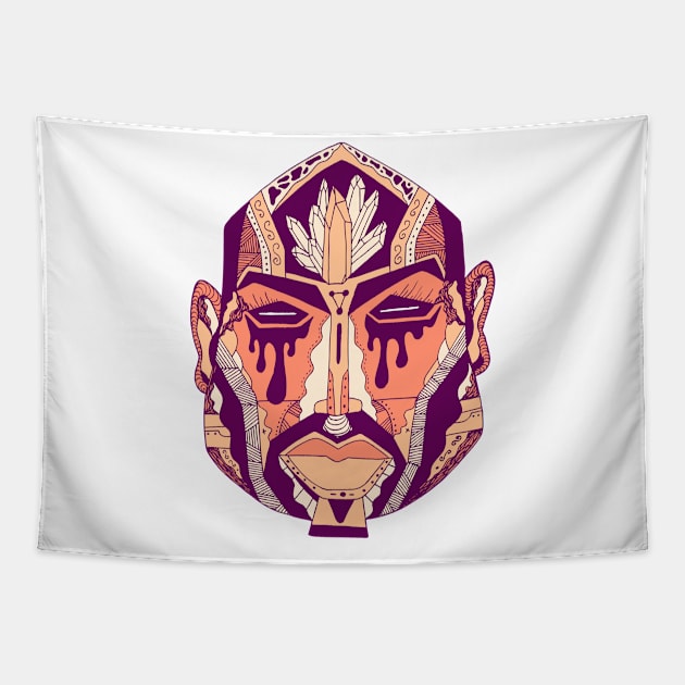 Peach African Mask No 9 Tapestry by kenallouis