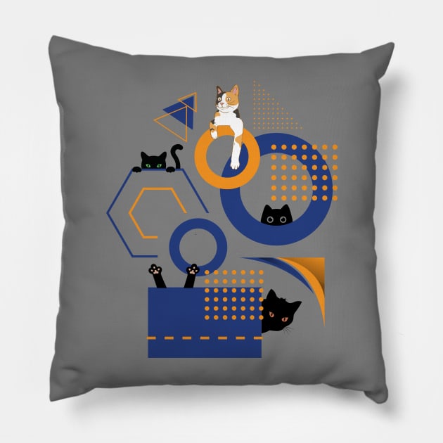 Peekaboo Geometry Cat Pillow by MitGlück