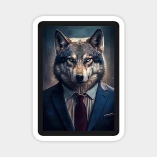 Distinguished Wolf portrait wearing a nice suit Magnet