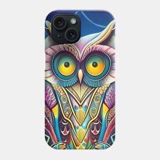 Cool funky magical painting of a wise owl Phone Case