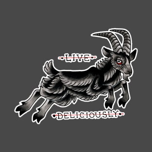 Black Phillip "LIVE DELICIOUSLY" T-Shirt