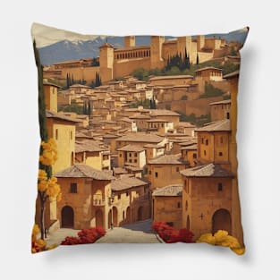 Alhambra de Pamplona Starry Night Spain Travel Tourism Retro Vintage Pillow