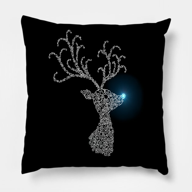 White Winter Reindeer Head Silhouette Pillow by Art by Deborah Camp