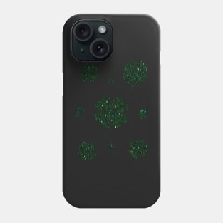 St Patricks Day, Dark Green 4 Leaf Faux Glitter Clovers Phone Case