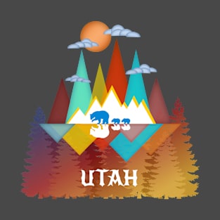 Utah Nature Life Outdoors Mountains Bear Lover Abstract Triangles T-Shirt