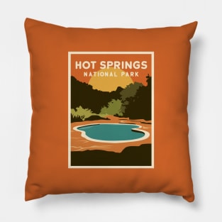 Hot Springs National Park Retro Sunset Pillow