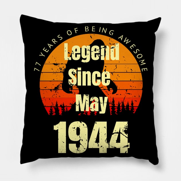 Legend Since May 1944 77th Birthday Gift Pillow by JLE Designs