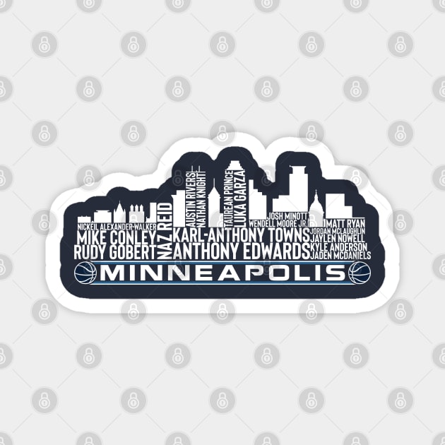 Minnesota Basketball Team 23 Player Roster, Minneapolis City Skyline Magnet by Legend Skyline