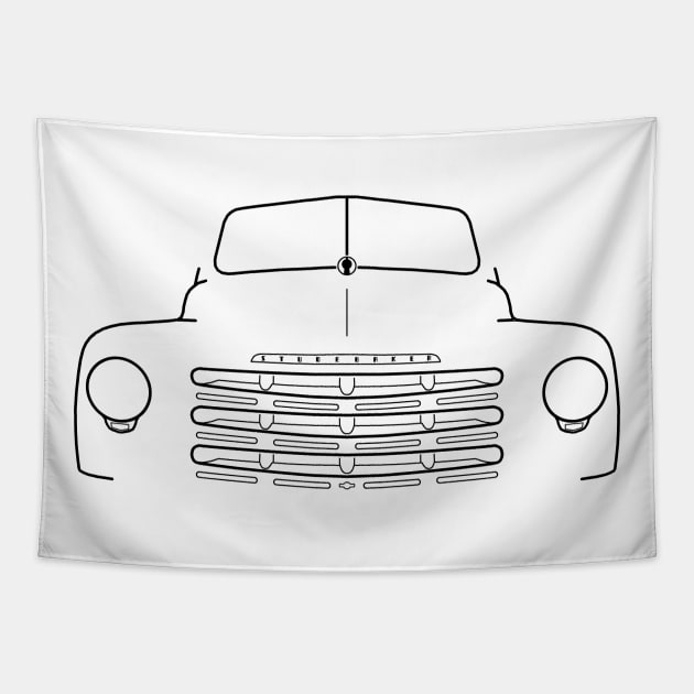 Studebaker 2R5 classic 1950s pickup truck black outline graphic Tapestry by soitwouldseem