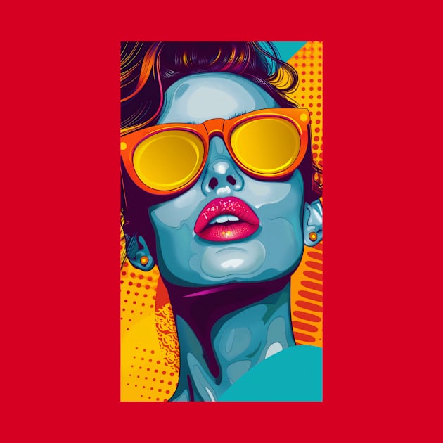 Pop Art Woman Orange Glasses by JunkyDotCom