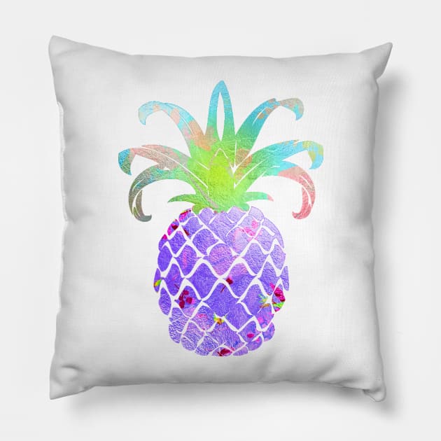 Aloha pineapples, iridescent purple Pillow by PixDezines