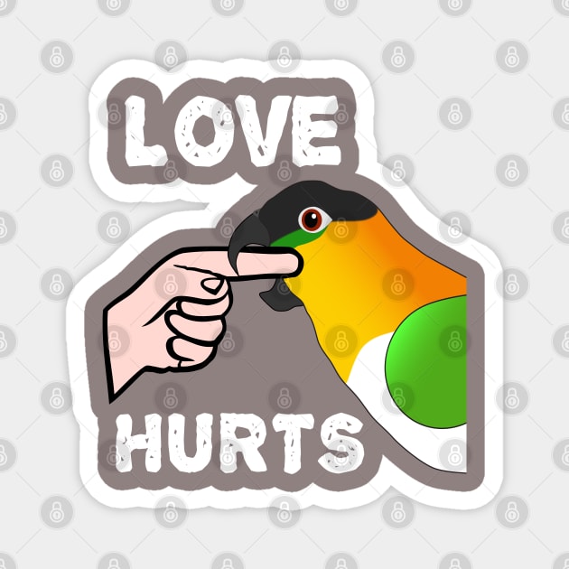 Black Headed Caique Parrot - Love Hurts Biting Magnet by Einstein Parrot