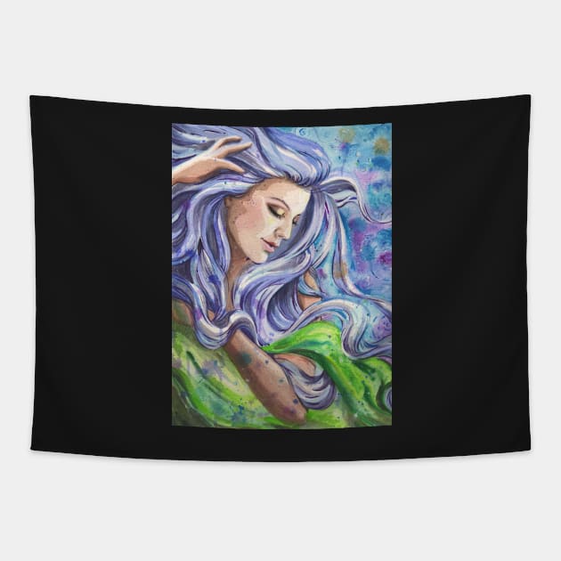 Watercolor Woman Flow Tapestry by justteejay