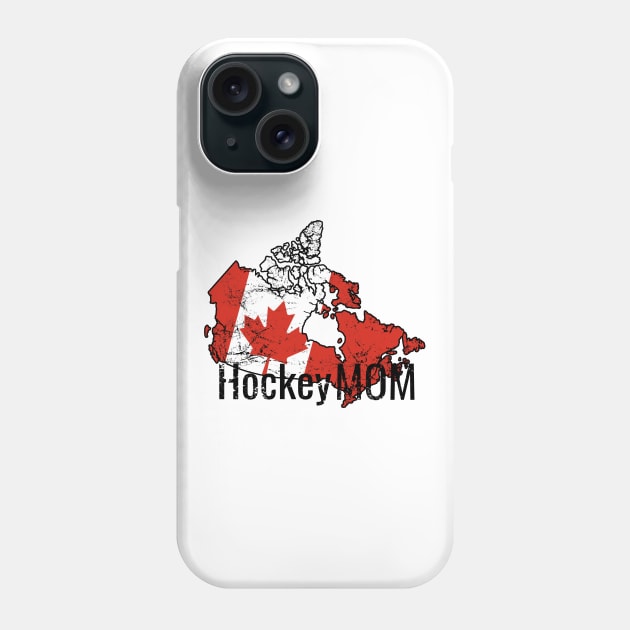 Hockey Mom with Canada and white distressed flag Phone Case by M Dee Signs