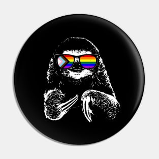 Pride Sloth LGBTQ Progress Pride Flag Sunglasses Pin