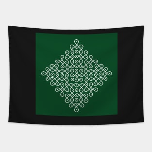 Dot Kolam green, Rangoli, Muggu Tapestry