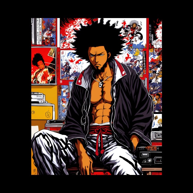 Samurai Afro Lofi Hip hop Aesthetic 90s by geekmethat