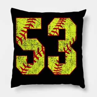 Fastpitch Softball Number 53 #53 Softball Shirt Jersey Uniform Favorite Player Biggest Fan Pillow