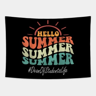 Dean Of Students Groovy Last Day Of School Hello Summer Tapestry