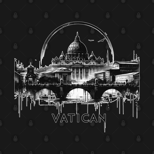 Sumie Vatican City Travel Painting by TomFrontierArt