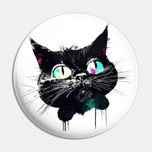 Vintage retro street art graffiti black cat Pin