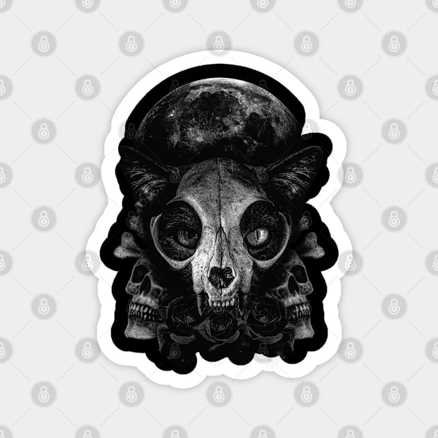 Skull Cat Magnet by Mrz Project