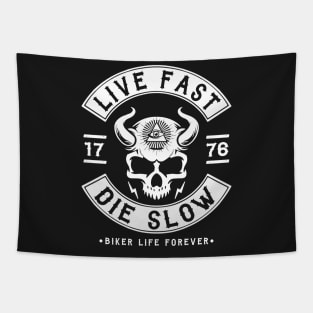 BIKER, LIVE FAST DIE SLOW Tapestry