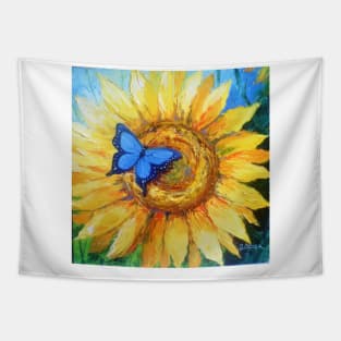 Butterfly on sunflower Tapestry